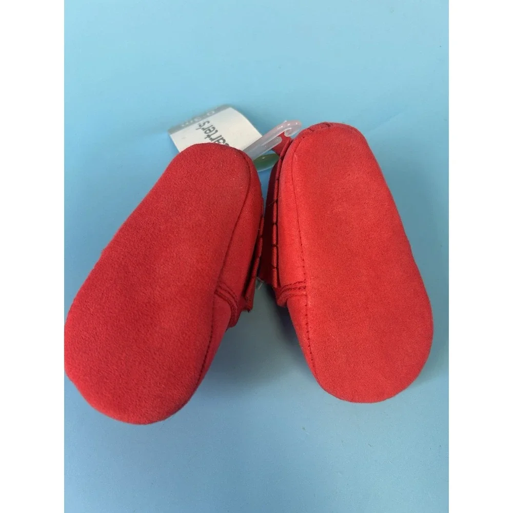 NEW Carters 0-3 mos red moccasins with fringe.